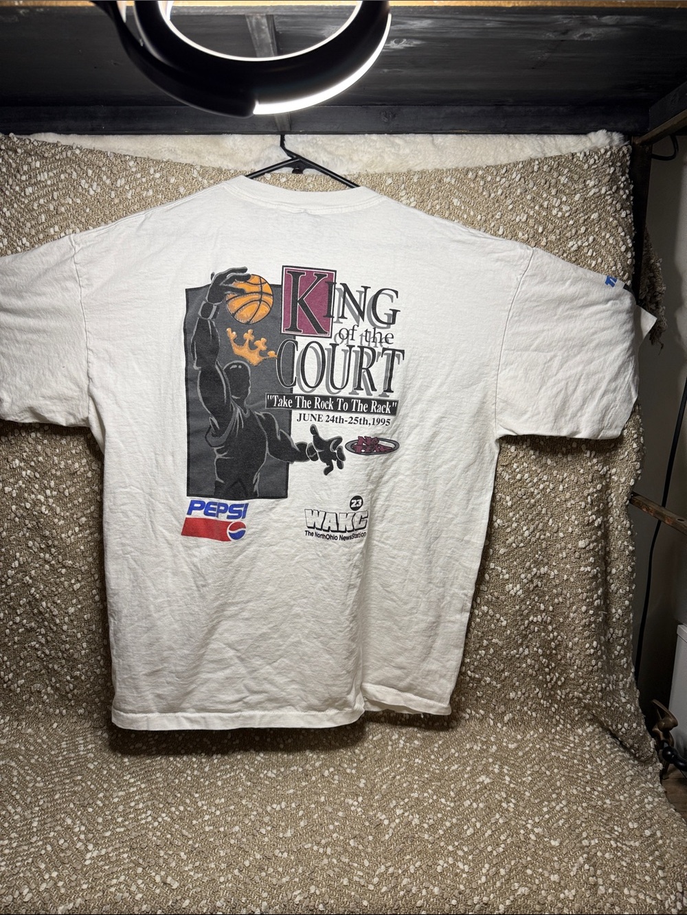 KING of the COURT White Graphic Basketball Tee
